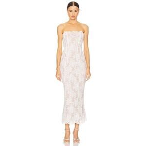 V. Chapman Capulet Midi Dress in White Chantilly Lace